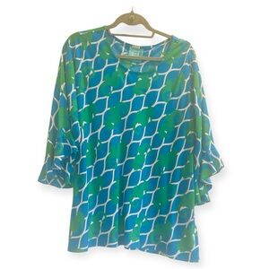 Escapada Blue and Green Patterned Blouse